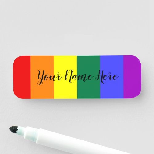 Gay Pride Rainbow Flag Name Tag