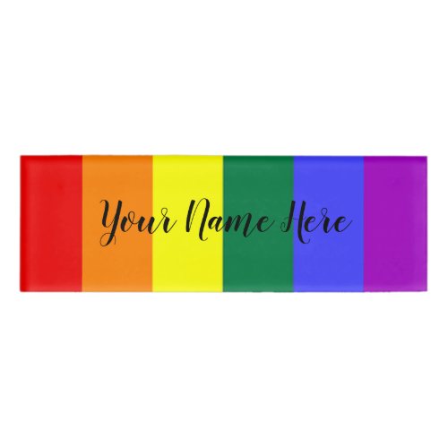 Gay Pride Rainbow Flag Name Tag