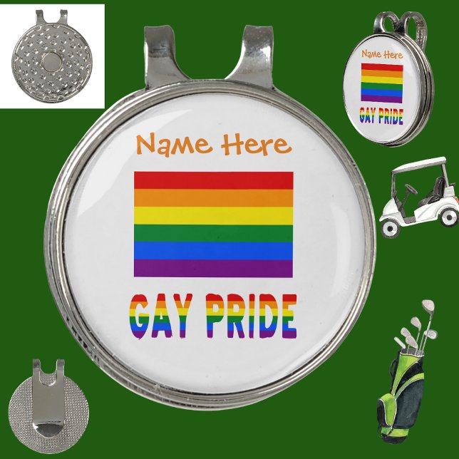 Gay Pride Rainbow Flag Orange Personalization  Golf Hat Clip (Creator Uploaded)