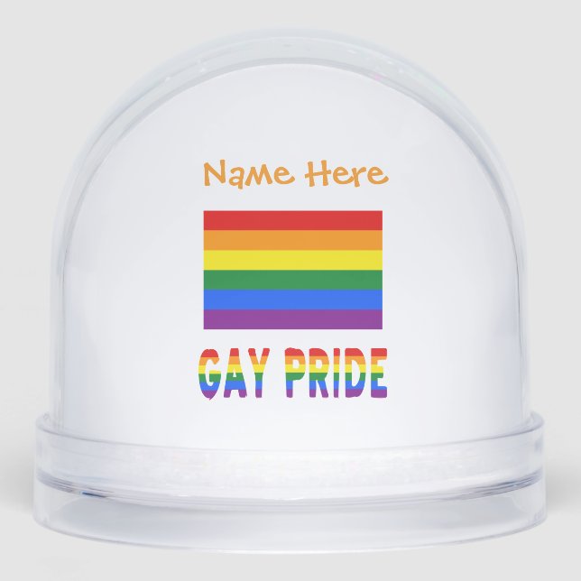 Gay Pride Rainbow Flag Orange Personalized  Snow Globe (Front)