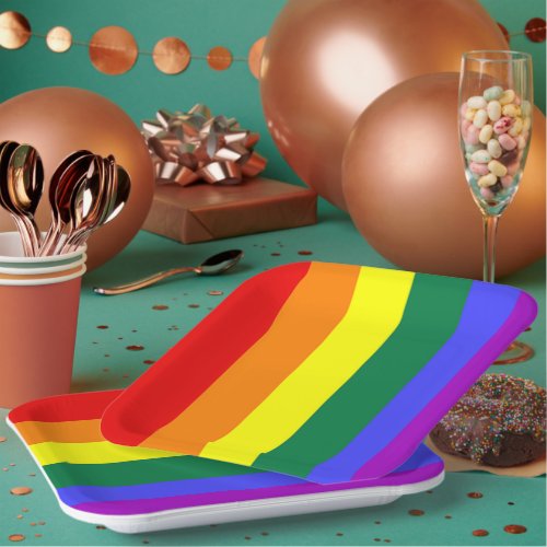 Gay Pride Rainbow Flag Paper Plates