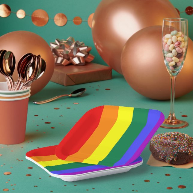 Gay Pride Rainbow Flag Paper Plates (Multi)