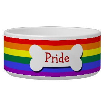 Gay Pride Rainbow Flag Personalized Bowl by Neurotic_Designs at Zazzle