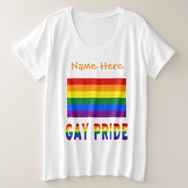 Gay Pride Rainbow Flag Personalized Plus Size T-Shirt (Design Front)