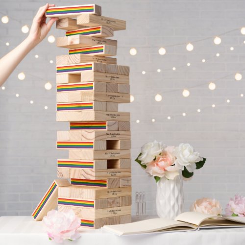 Gay Pride Rainbow Flag Personalized Topple Tower