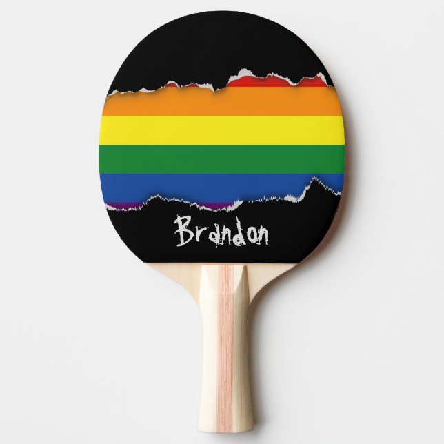 Gay pride Rainbow Flag Ping Pong Paddle (Front)