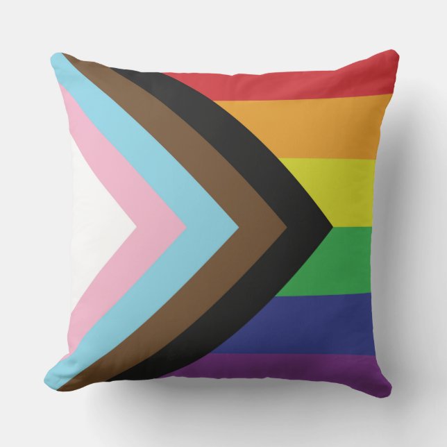 Gay Pride Rainbow Flag Progressive LGBTQIA+ Outdoor Pillow (Front)