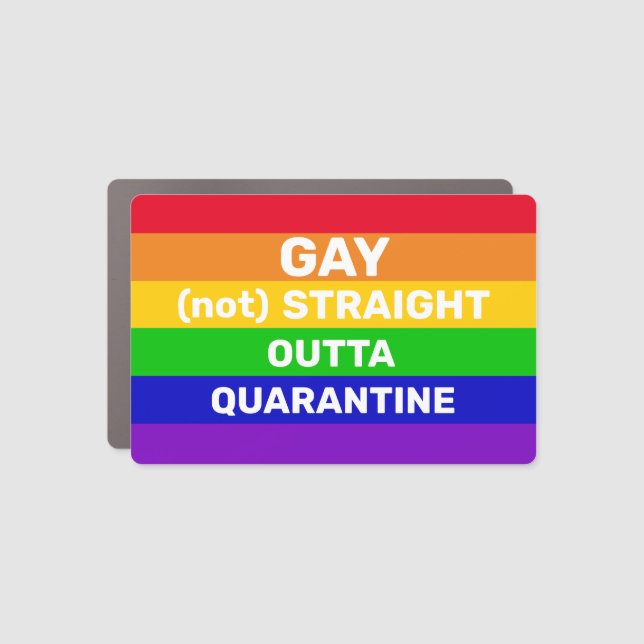 Gay pride rainbow flag quarantine quote paraphrase car magnet (Front)