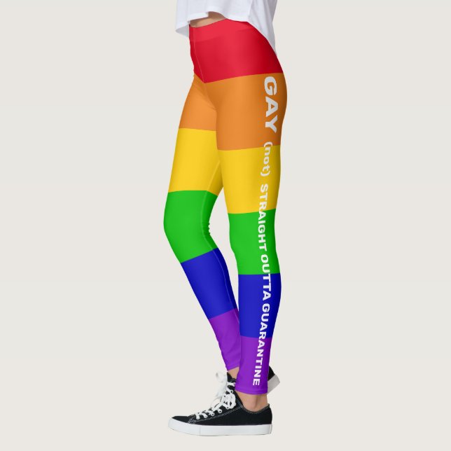 Gay pride rainbow flag quarantine quote paraphrase leggings (Left)