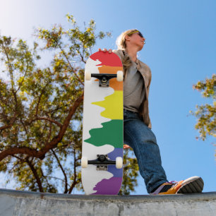 Gay Pride Rainbow Flag Running Paint Skateboard