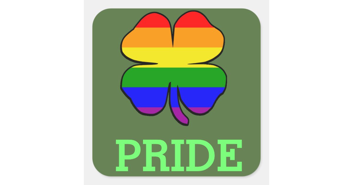 Gay Pride Rainbow flag Shamrock Square Sticker | Zazzle