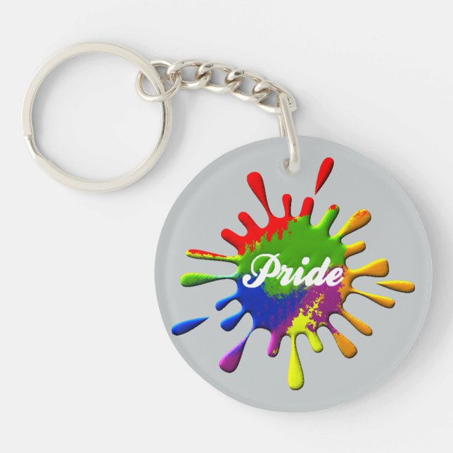 Gay Pride Rainbow Flag Splash Pride Keychain (Front)
