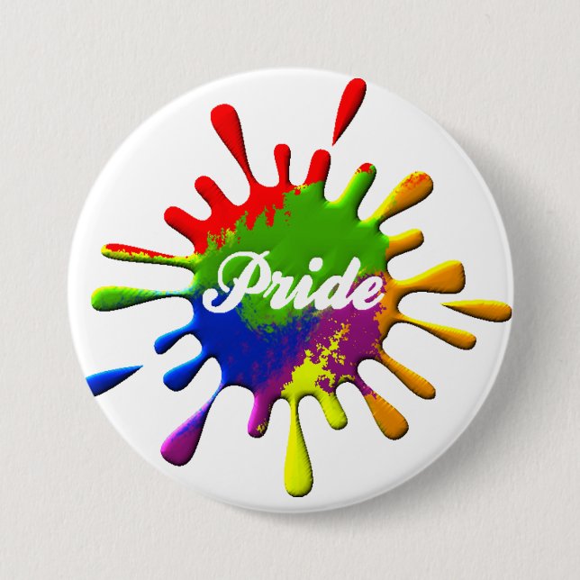 Gay Pride Rainbow Flag Splash Pride Pinback Button (Front)