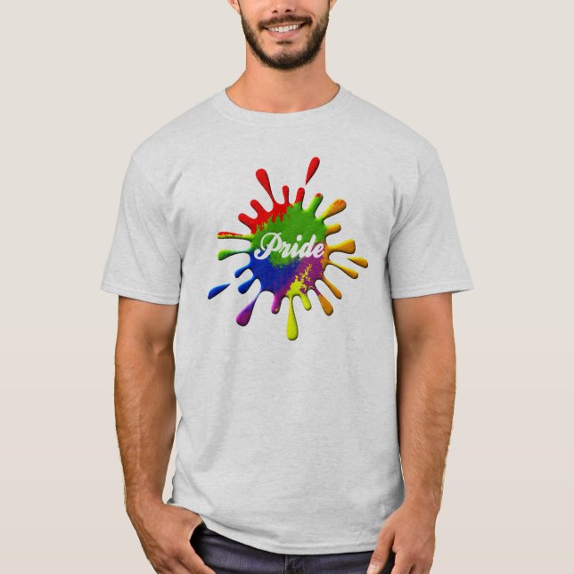 Gay Pride Rainbow Flag Splash T-Shirt (Front)