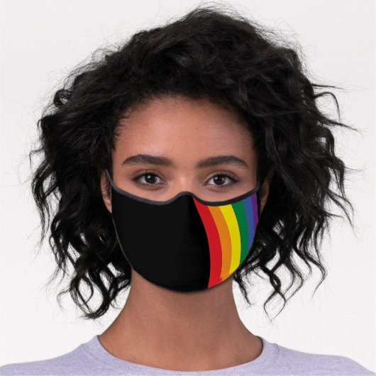 Gay Pride Rainbow Flag Strip Premium Face Mask (Worn)
