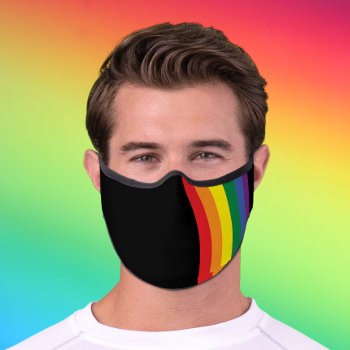 Gay Pride Rainbow Flag Strip Premium Face Mask by Neurotic_Designs at Zazzle