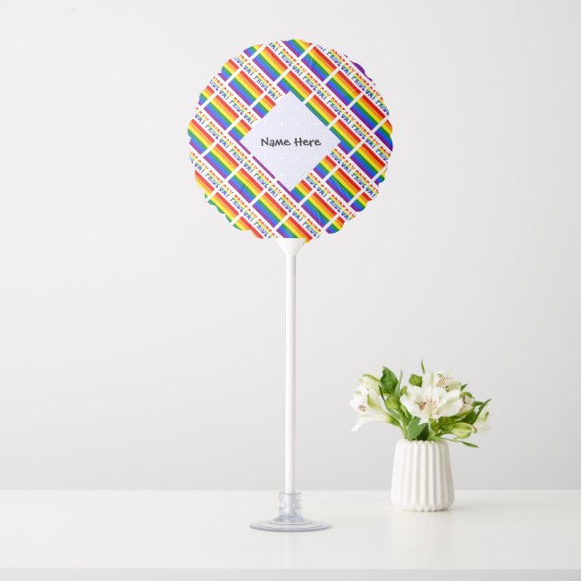 Gay Pride Rainbow Flag Tiled Black Personalized  Balloon (In SItu)