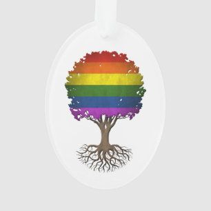 Gay Pride Rainbow Flag Tree of Life Customizable Ornament