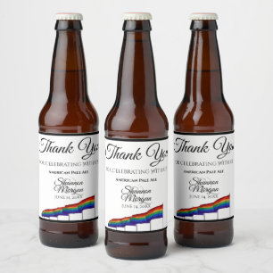 Gay Pride Rainbow Flag Wedding Beer Bottle Label