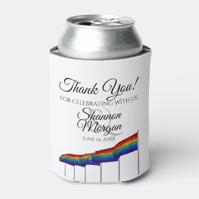 Gay Pride Rainbow Flag Wedding Favor Thank You Can Cooler (Can Front)
