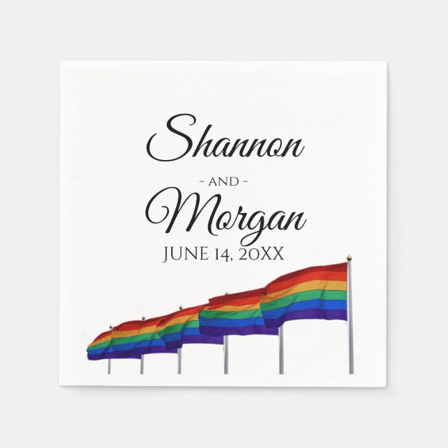 Gay Pride Rainbow Flag Wedding Napkins (Front)