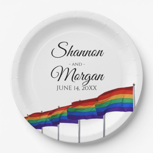 Gay Pride Rainbow Flag Wedding Paper Plates