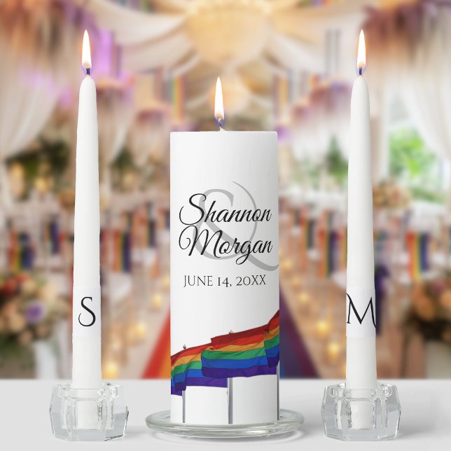 Gay Pride Rainbow Flag Wedding Unity Candle Set (Creator Uploaded)