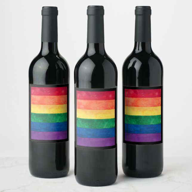 Gay Pride Rainbow Flag Wine Label (Bottles)
