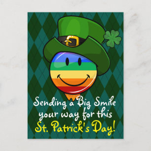 Gay Pride Rainbow Flag with St. Patrick's Day Hat Postcard