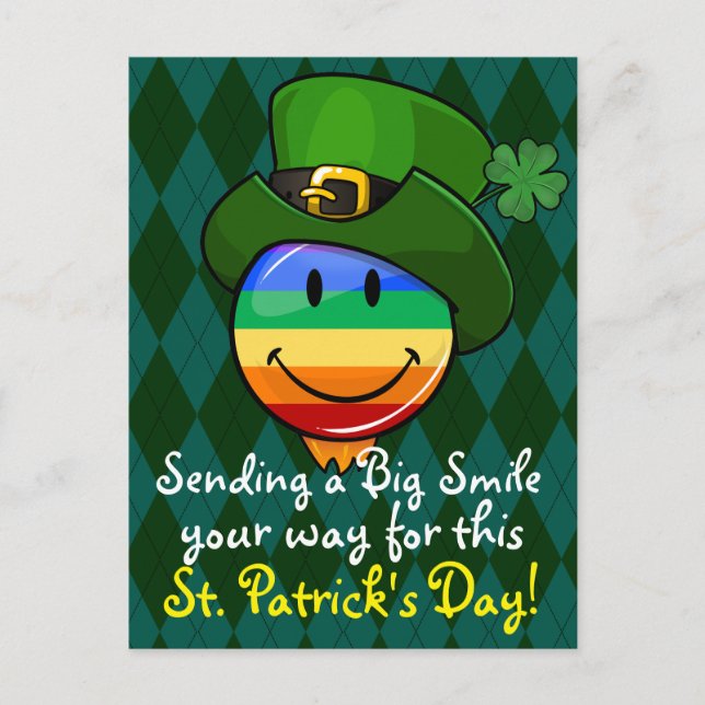 Gay Pride Rainbow Flag with St. Patrick's Day Hat Postcard (Front)