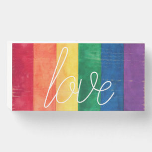 Gay Pride Rainbow Flag Wooden Box Sign