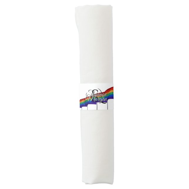Gay Pride Rainbow Flags LGBTQ Wedding Napkin Bands (Front)