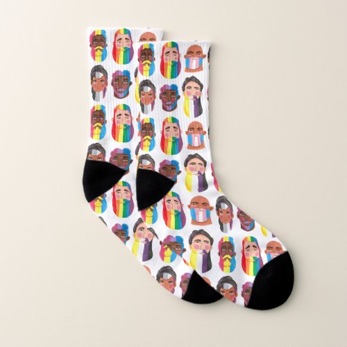 Gay pride rainbow gender flags beard men classic r socks