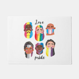 Gay pride rainbow gender flags beard men doormat