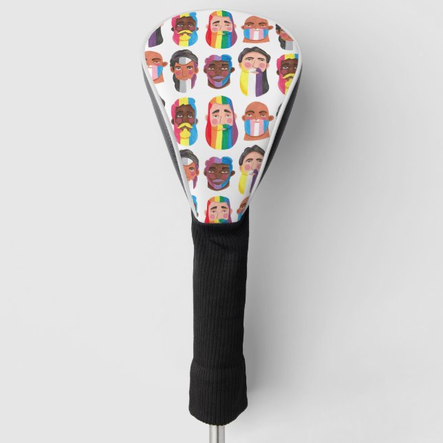 Gay pride rainbow gender flags beard men gift golf head cover (Front)
