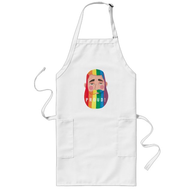 Gay pride rainbow gender flags beard men gift long long apron (Front)