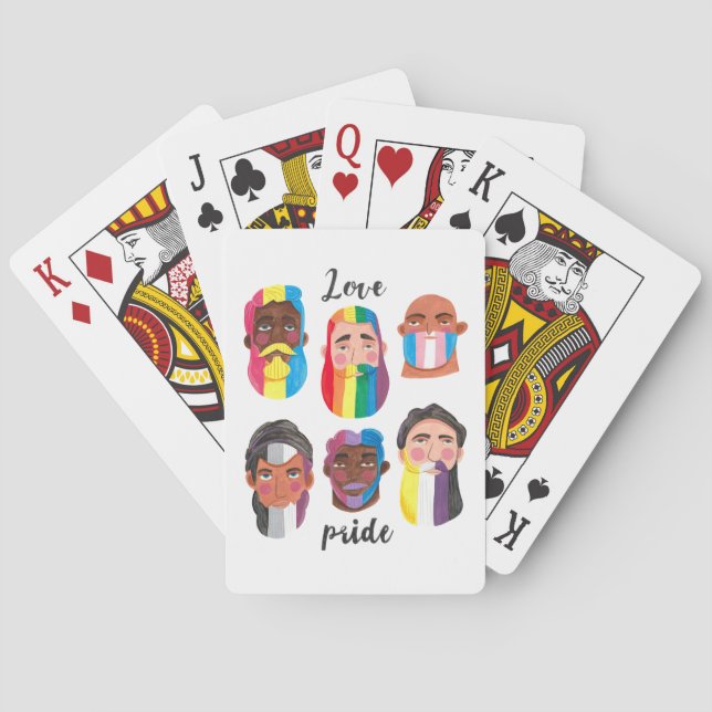 Gay pride rainbow gender flags beard men poker cards (Back)