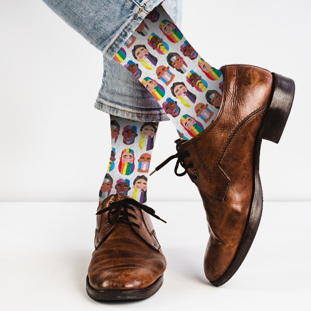 HUAMOO Rainbow Striped Gay Pride Socks Magnetic - View #4