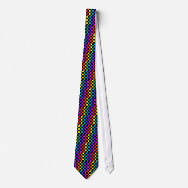 Gay Pride Rainbow Gifts - Rainbow Chessboard Tie (Front)