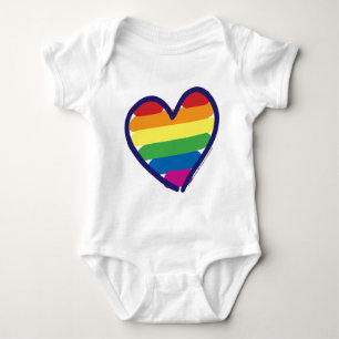 Gay Pride Rainbow Heart Baby Bodysuit