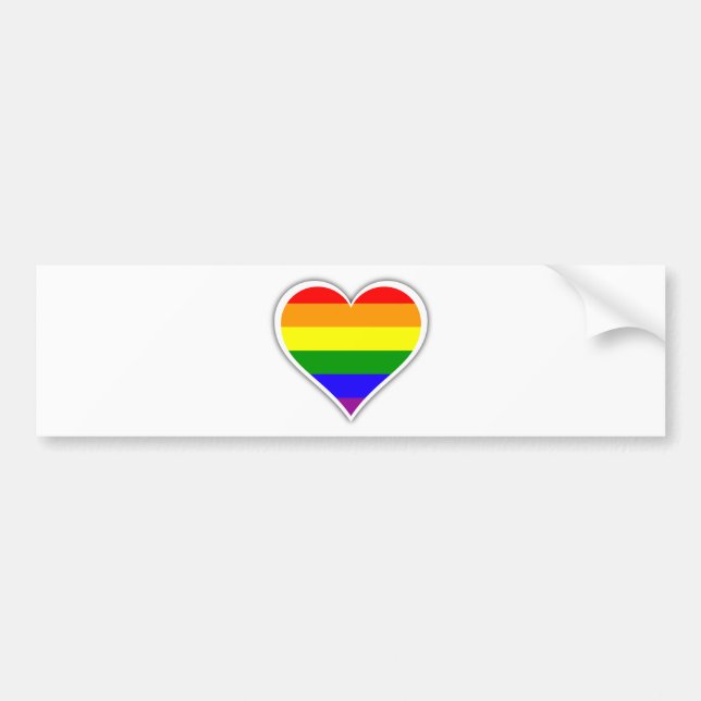 Gay pride rainbow heart bumper sticker (Front)