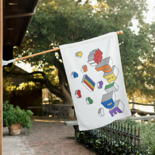 Gay #Pride Rainbow Heart House Flag