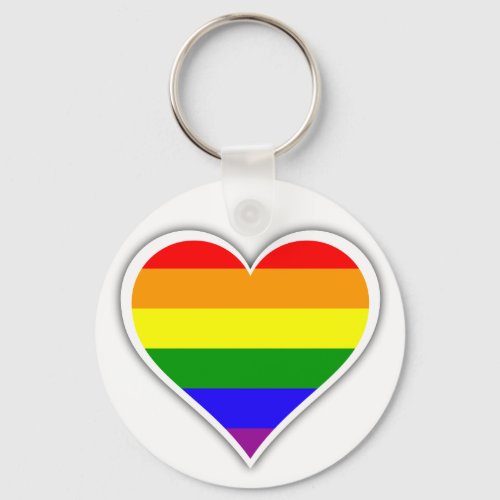 Gay pride rainbow heart keychain