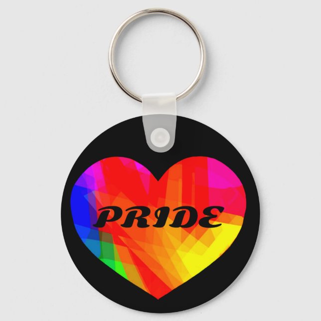 Gay PRIDE Rainbow Heart Keychain (Front)