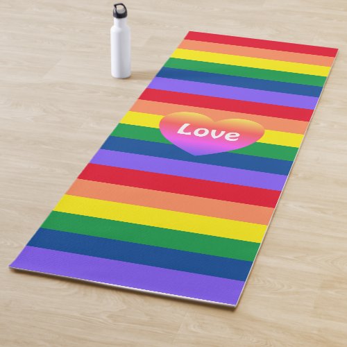 Gay Pride Rainbow Heart LGBTQ Equality  Yoga Mat