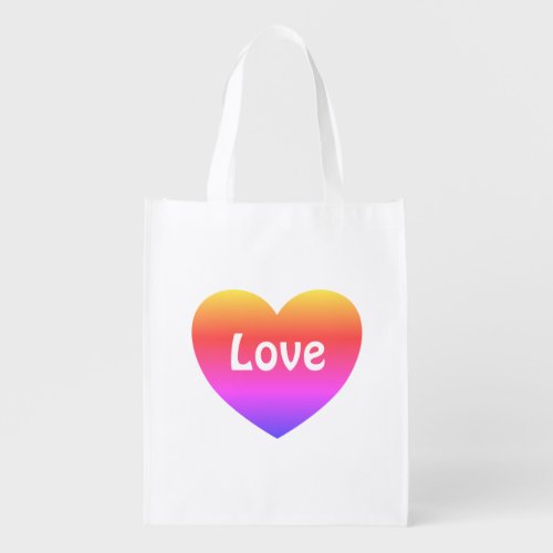 Gay Pride Rainbow Heart LGBTQ Love   Grocery Bag