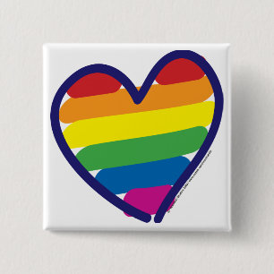 Gay Pride Rainbow Heart Pinback Button