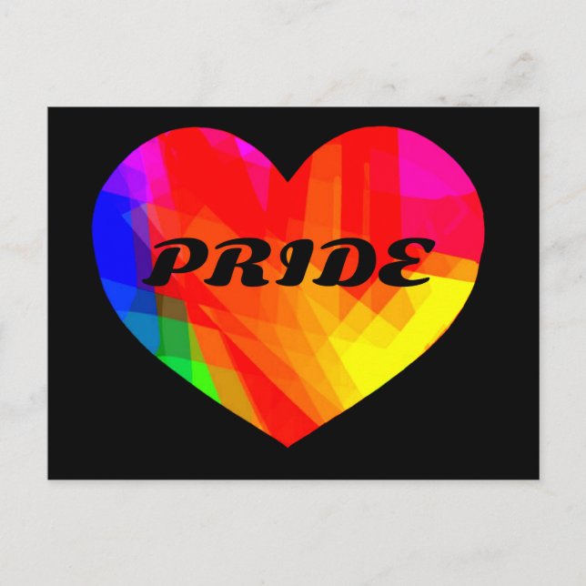 Gay PRIDE Rainbow Heart Postcard (Front)