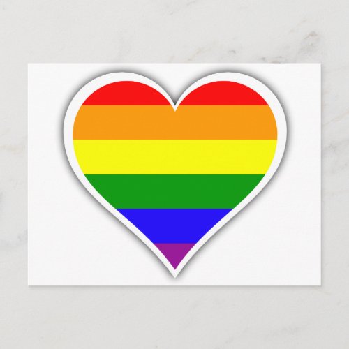 Gay pride rainbow heart postcard