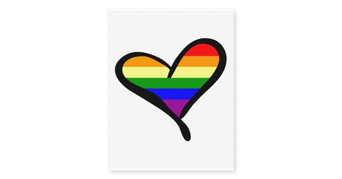 Gay Pride Rainbow Heart Temporary Tattoo | Zazzle.com